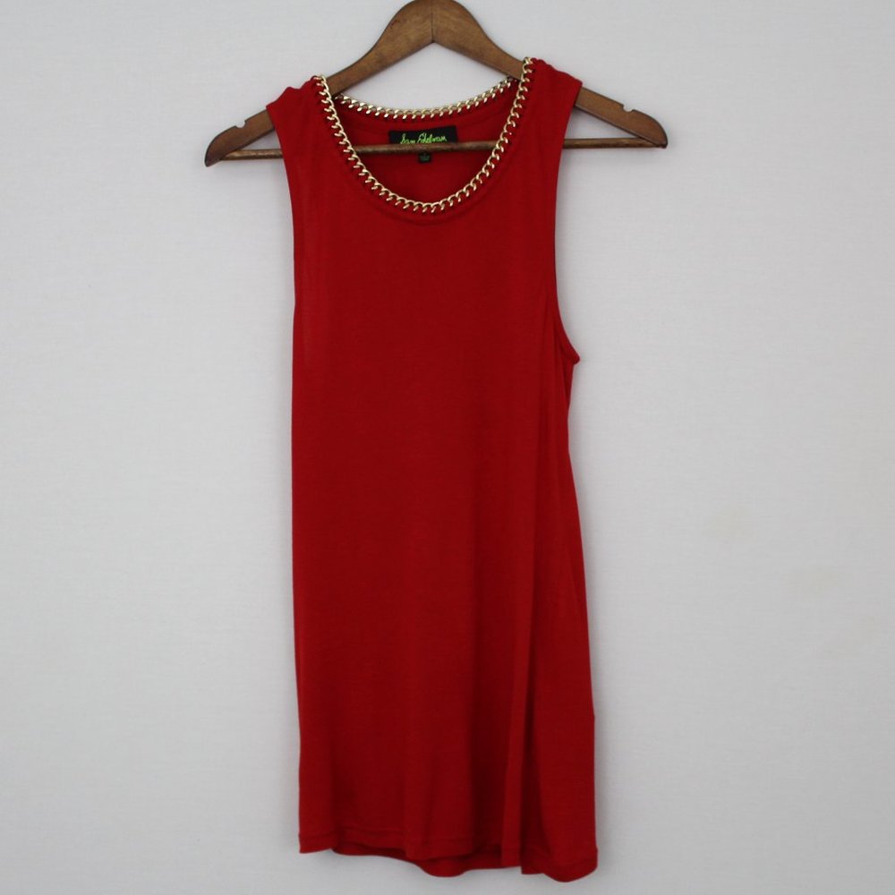 💥Sam Edelman Red Sleeveless Top Gold Chain